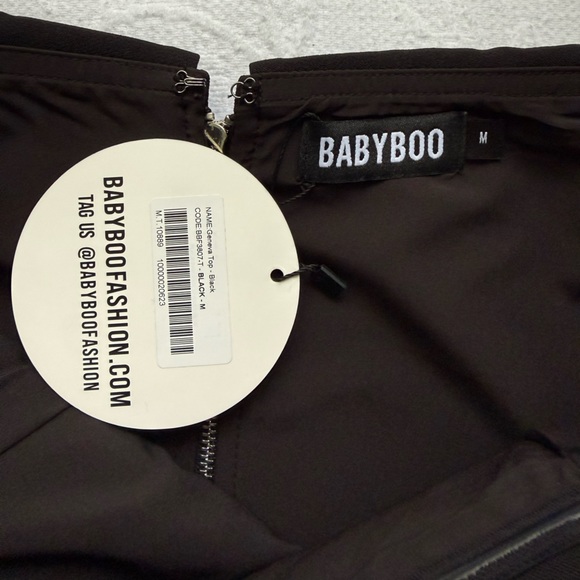 Babyboo Geneva Black Off Shoulder Top Size M Bardot Corset Fitted Chic NWT - Picture 12 of 13